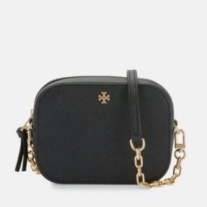 Tory Burch❤️Emerson Round Leather Crossbody Black